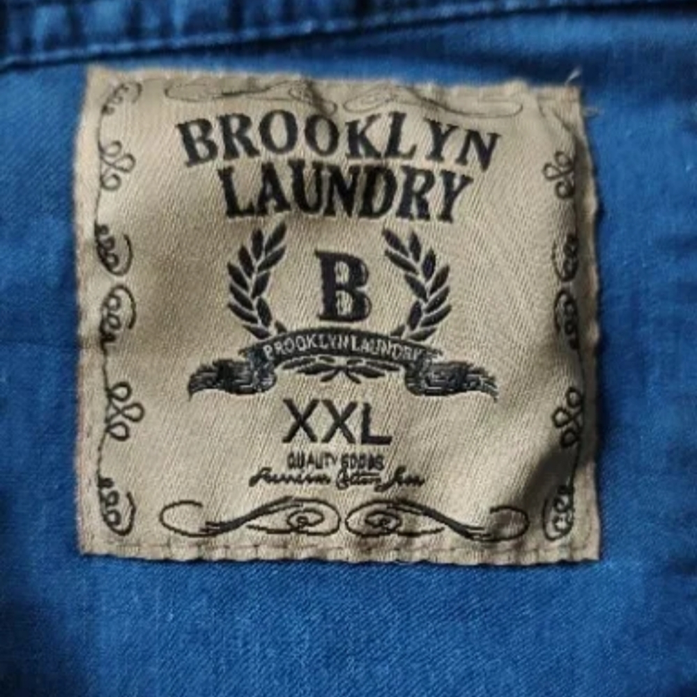 NWT Unique denim shirt from Brooklyn Laundry features eye-catching design emblem